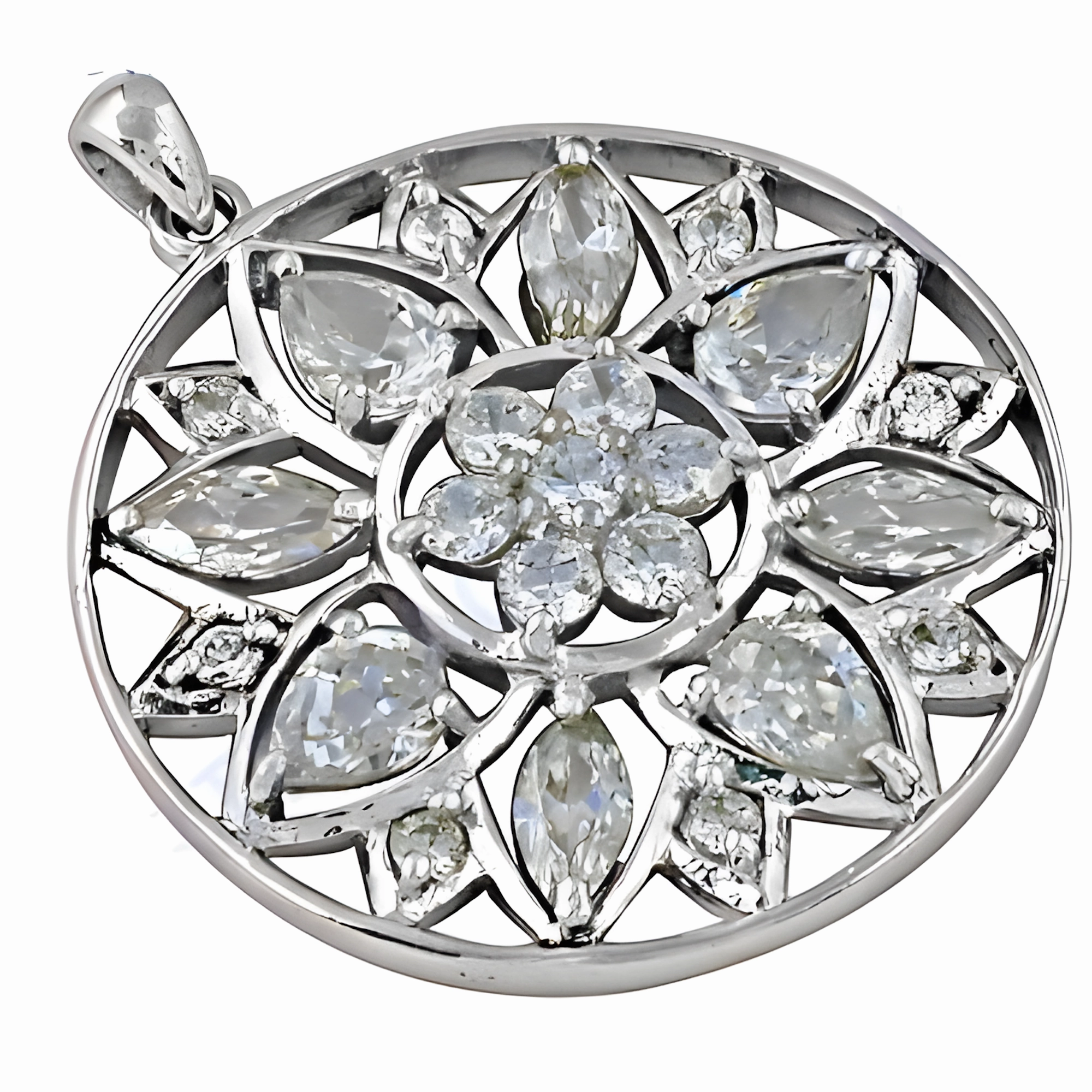 Stunning Cubic Zirconia Flower Pendant in 925 Silver - Adorable CZ Jewelry Enhancing Item