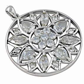Stunning Cubic Zirconia Flower Pendant in 925 Silver - Adorable CZ Jewelry Enhancing Item