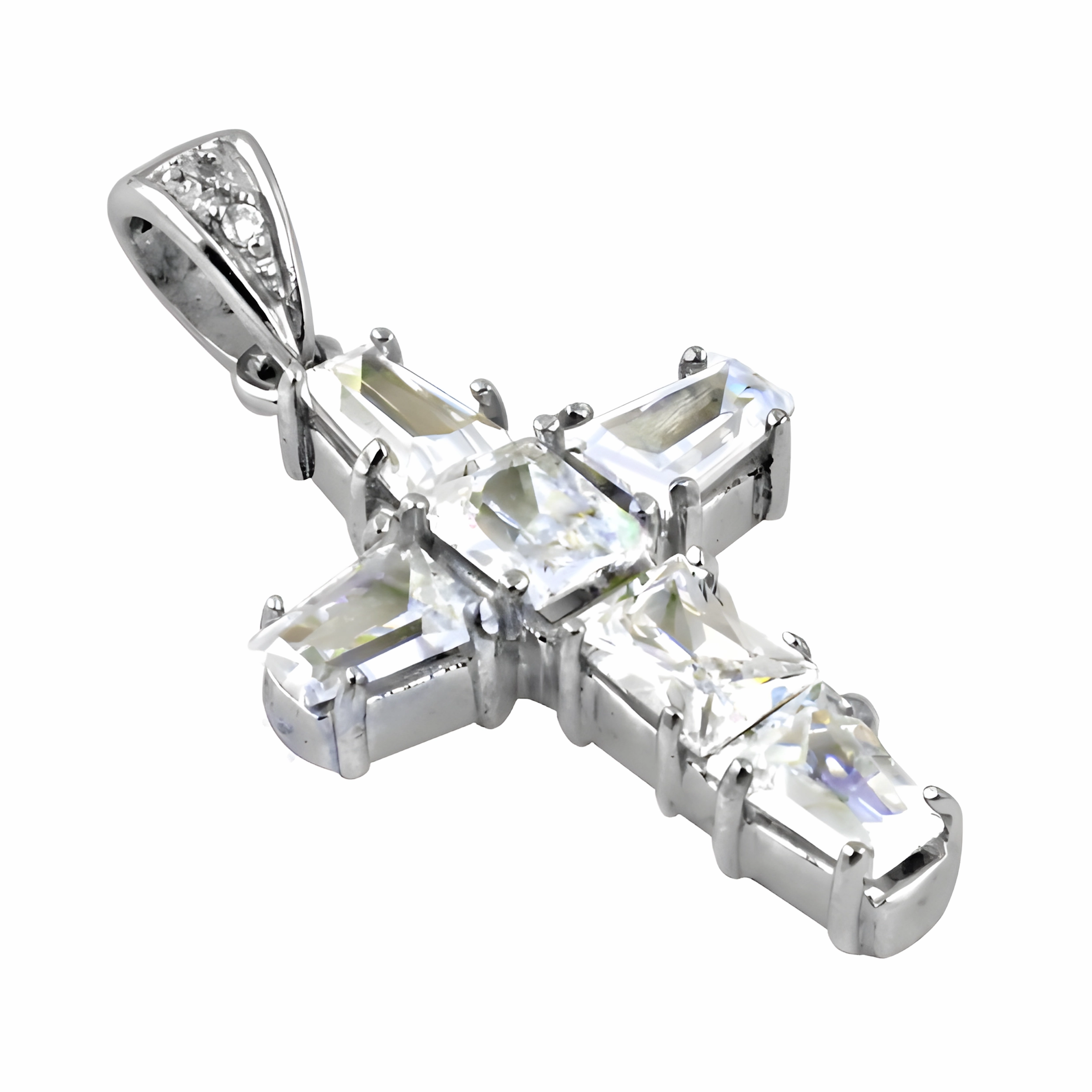 Durable Jewelry Glamorous Mood Stunning Cubic Zirconia Gemstone Silver Cross Pendant - Shop Now