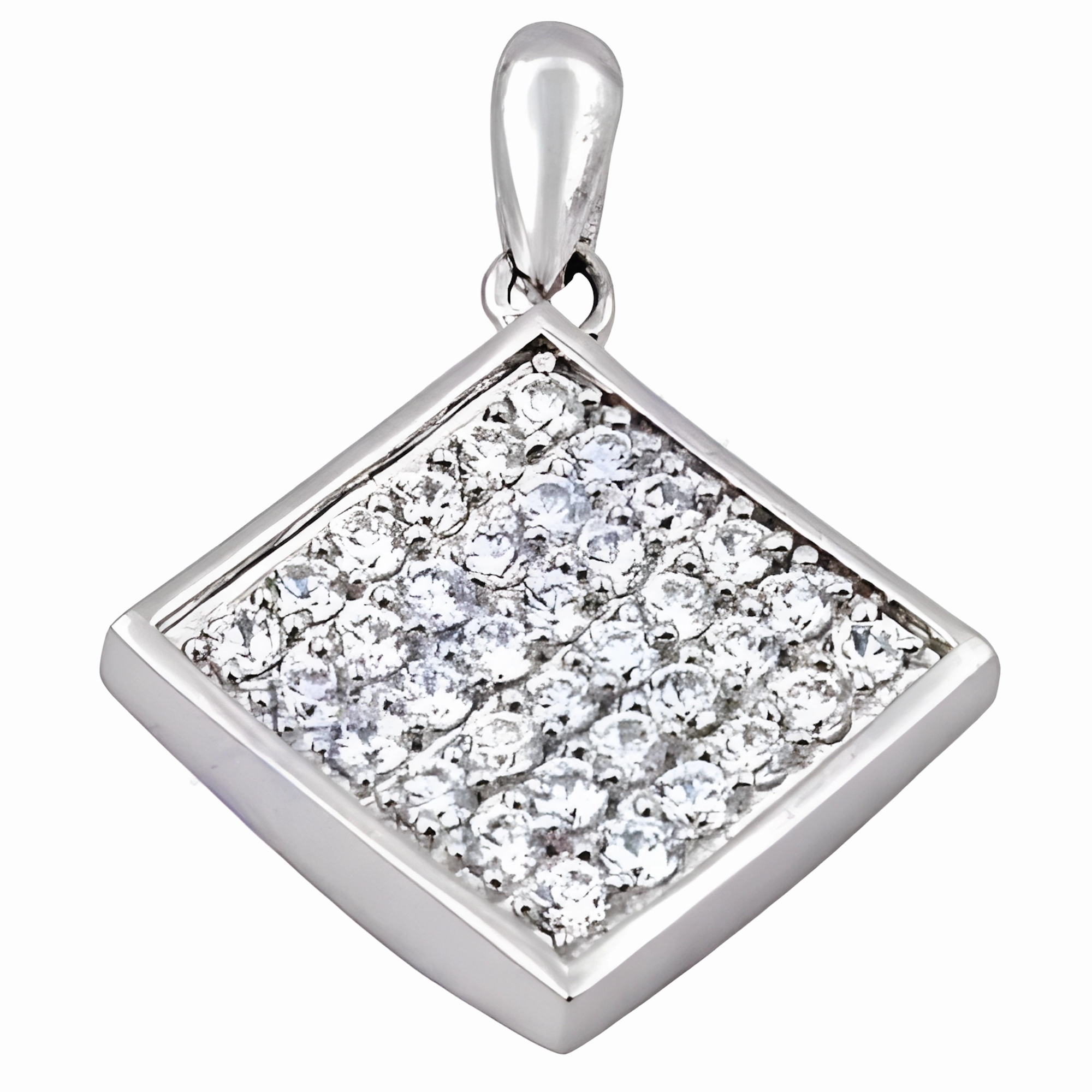 Stunning Cubic Zirconia Silver Pendant - Latest Celebrity Style CZ Gemstone Modern Youth