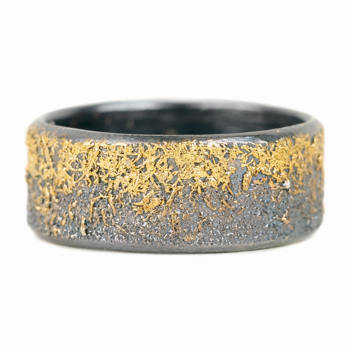 Sleek Detailing Black   Gold Dusted Band - 22k Gold   Oxidized Argentium Silver