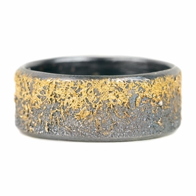 Sleek Detailing Black   Gold Dusted Band - 22k Gold   Oxidized Argentium Silver