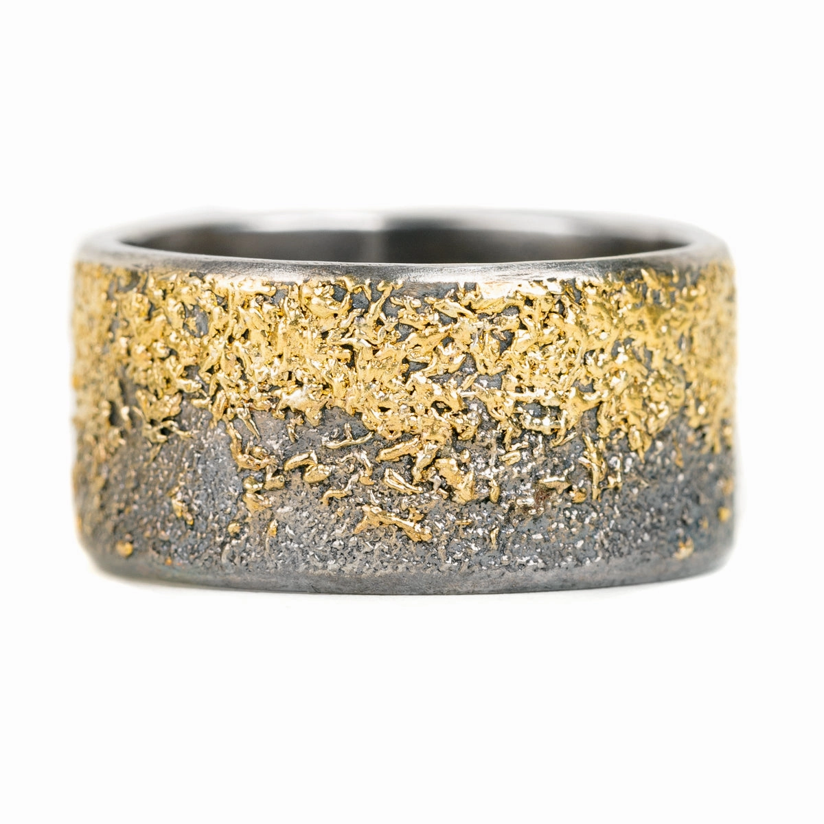 Chic Gift spring fashion Black   Gold Dusted Band - 22k Gold   Oxidized Argentium Silver