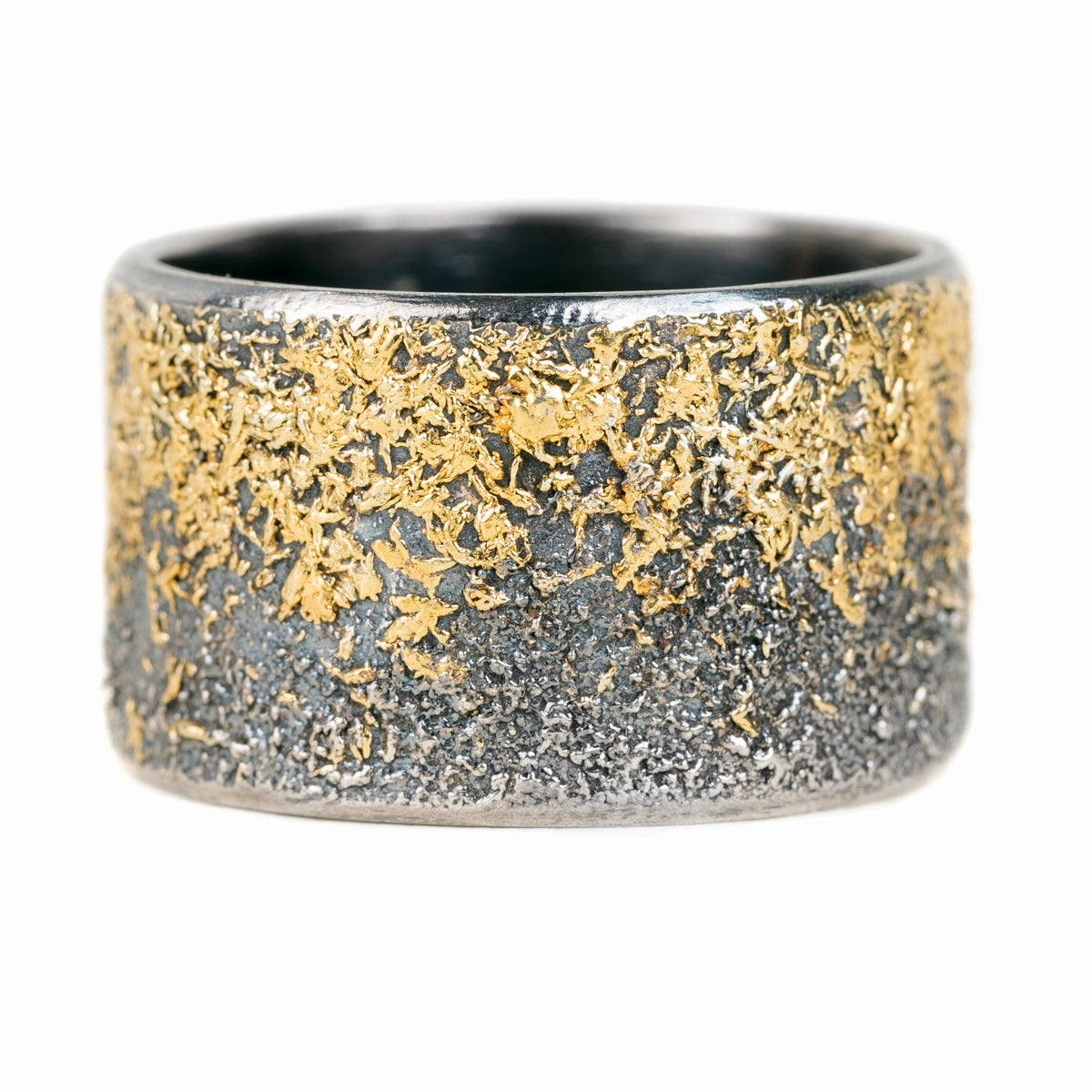 Allure Form Sculpted Shape Black   Gold Dusted Band - 22k Gold   Oxidized Argentium Silver