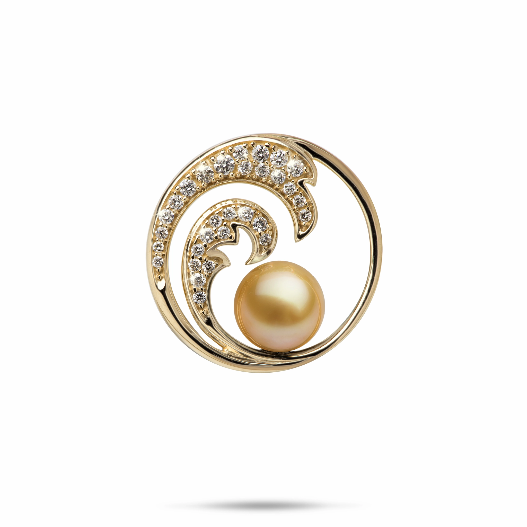 Nalu South Sea Gold Pearl Pendant in Gold with Diamonds - 24mm Everyday Accessory