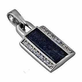 Stunning Ingenious Blue Sandstone Zirconia Silver Pendant Jewelry Occasion Gemmed Jewelry Young Professional