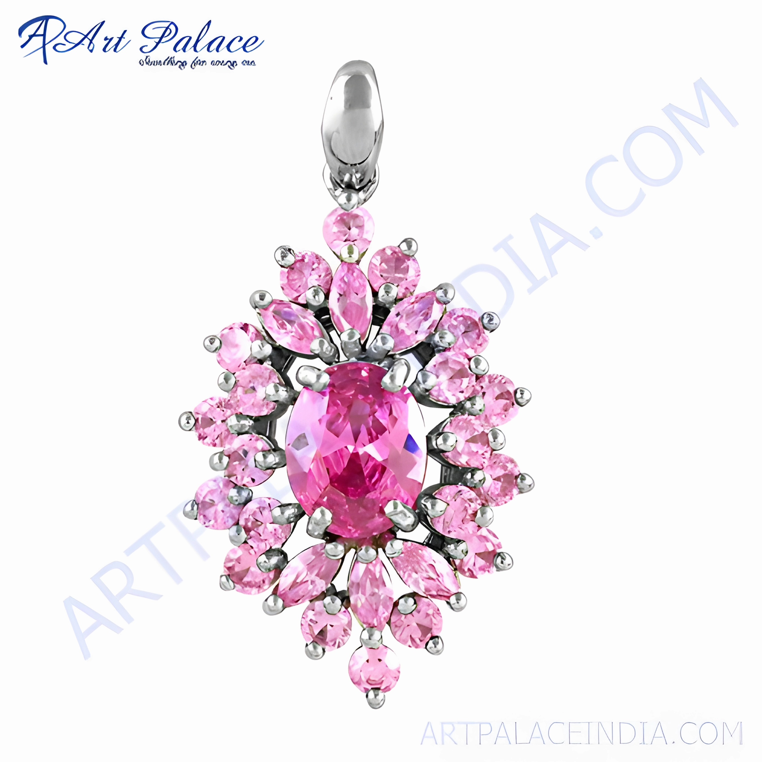 Stunning Pink Cubic Zirconia Gemstone Silver Pendant - Elegant Jewelry Birthday Cheer Outdoor Fun
