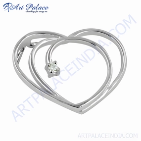 Stunning Rocking Heart Style Silver Pendant with Cubic Zirconia a??? Perfect Gift for Her Couple Gift Traditional Adornment