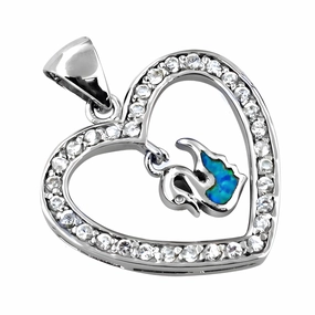 Stunning Silver Heart Pendant with Inlay Cubic Zirconia - Perfect Gift Superior Style