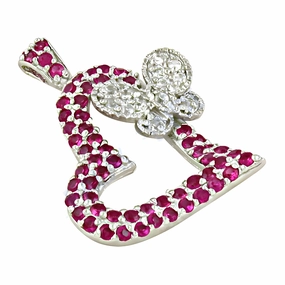 Artisan Present Active Lifestyle Stunning Silver Pendant with Lovely Heart Butterfly CZ Gemstone