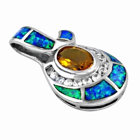 Marvelous Accessory Occasion Gemmed Jewelry Stunning White & Yellow CZ Inlay Silver Pendant - Elegant Jewelry