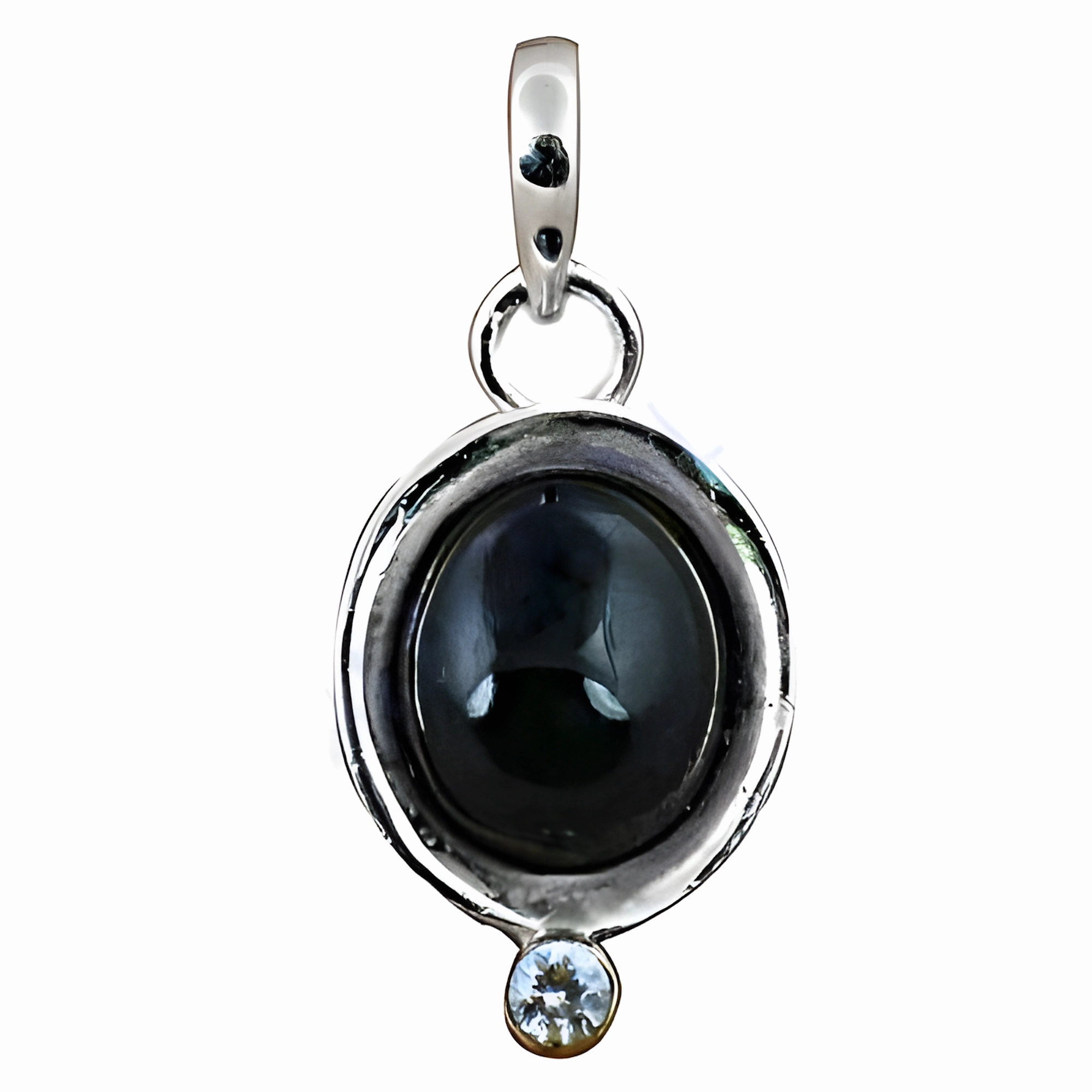 High-Quality Black Onyx CZ Gemstone Silver Pendant - Elegant Jewelry Fashionable Design