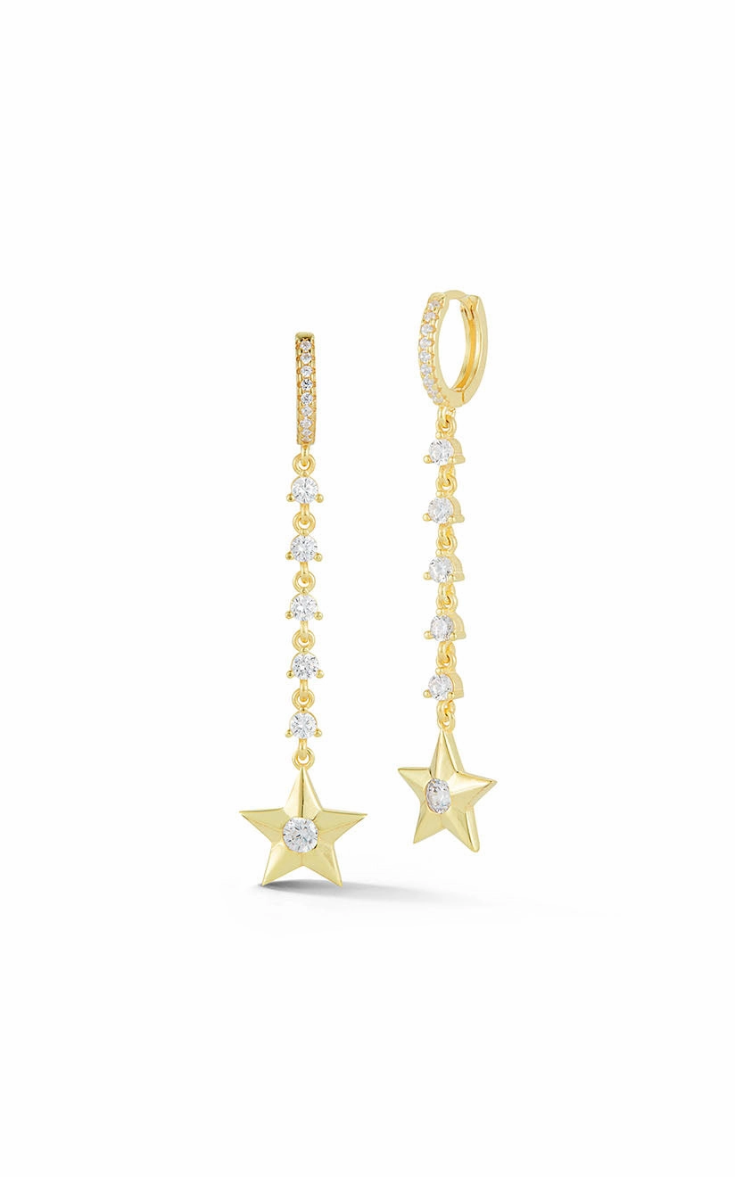 Distinctive Shape Vivid Accent Star Drop Huggie Earring