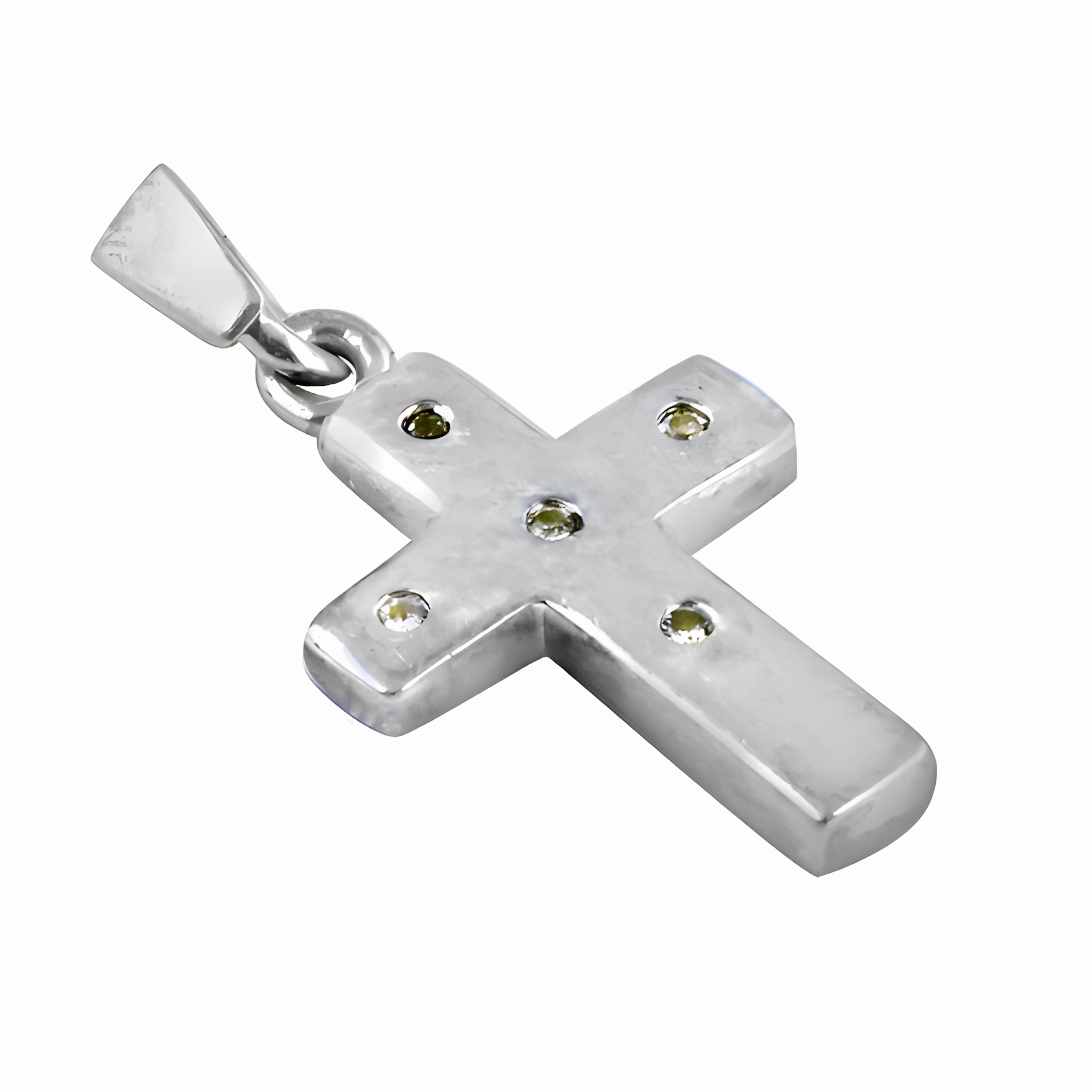 Sophisticated Detail Vintage Vibe Authentic Czech Gemstone Silver Cross Pendant - Traditional Design