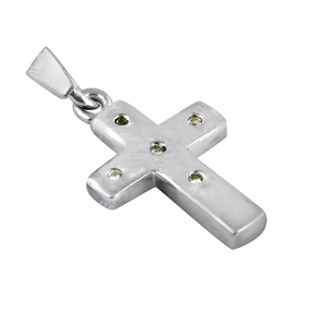 Sophisticated Detail Vintage Vibe Authentic Czech Gemstone Silver Cross Pendant - Traditional Design