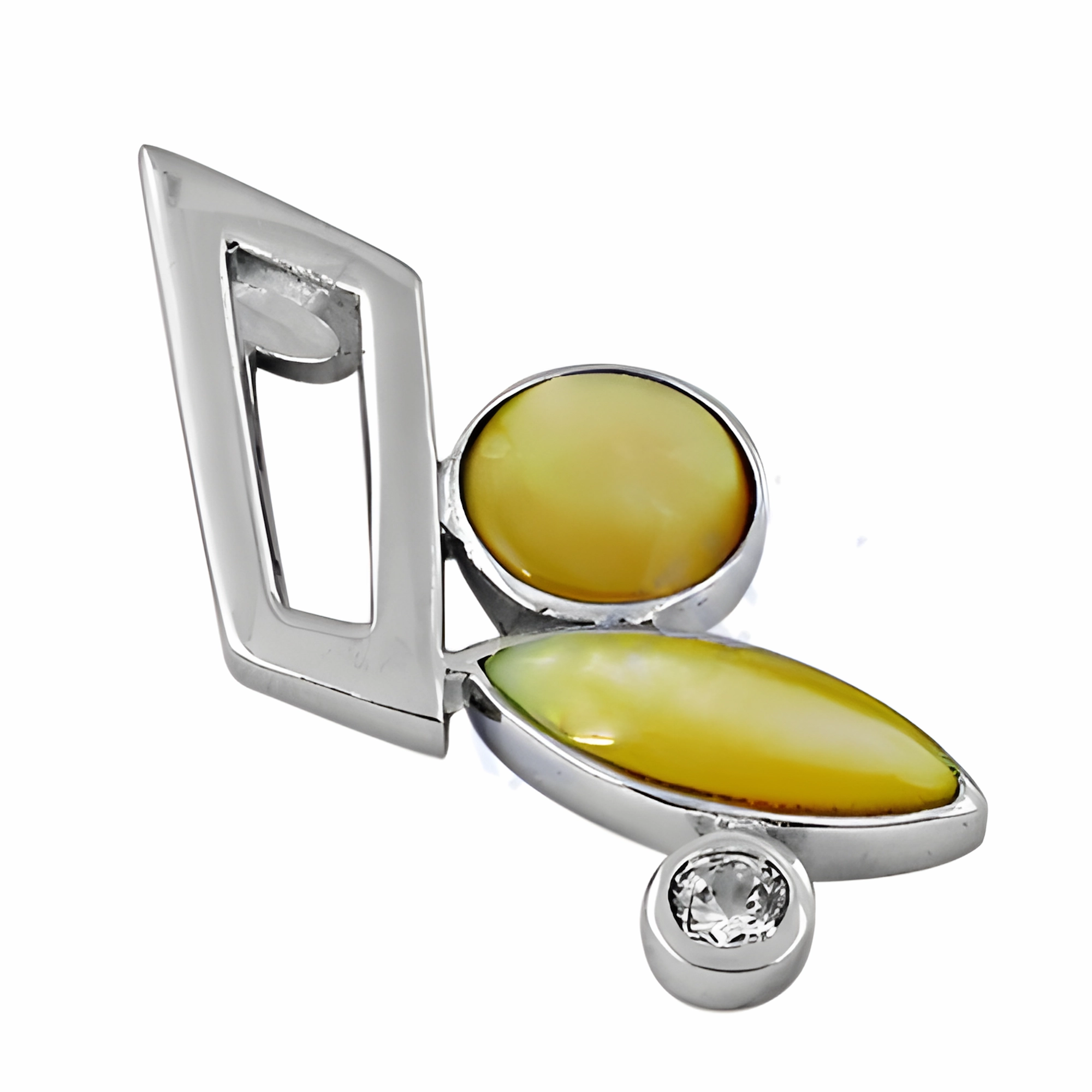 Luxury Mother of Pearl & Cubic Zirconia Silver Pendant - Affordable Elegance Son Gift