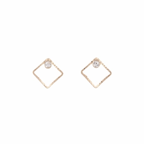 Minimalist Look Fine Square Diamante Stud