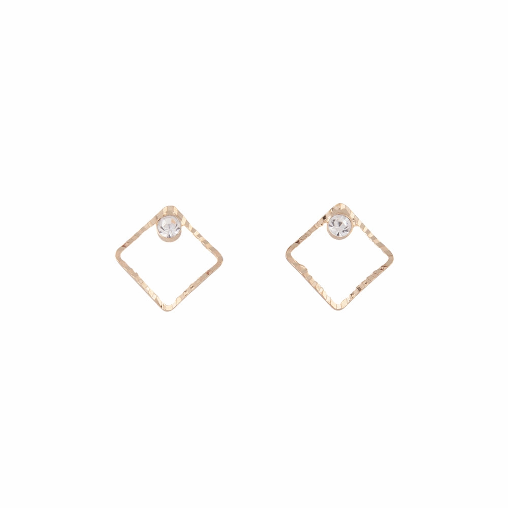 Minimalist Look Fine Square Diamante Stud