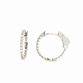 14 Karat White Gold Small Inside Out Diamond Hoop Earrings sophisticated appearance Brilliant Choice