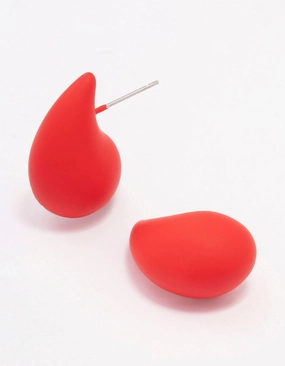 Bridal Collection Red Chubby Teardrop Stud Earrings