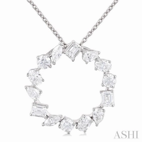 1 Ctw Circle Multi-Cut Diamond Fashion Pendant With Chain in 14K White Gold High-Quality Jewelry Budget-Friendly Accessory