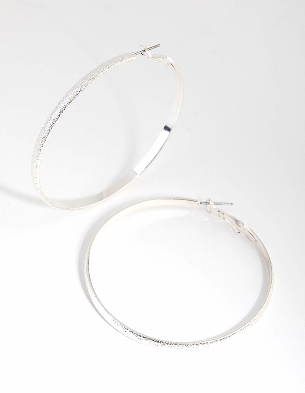 Silver Brushed 55mm Textured Hoop Earrings Everyday Pieces