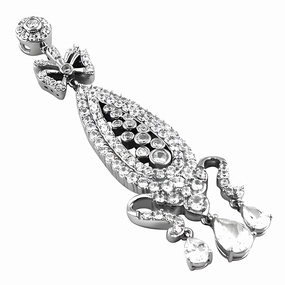 Chain Accessory Effortless Look Stylish Multi-Stone Cubic Zirconia Silver Pendant Jewelry