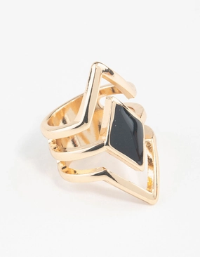 Chic Fit Luxe Craft Gold Diamond Shape Ring