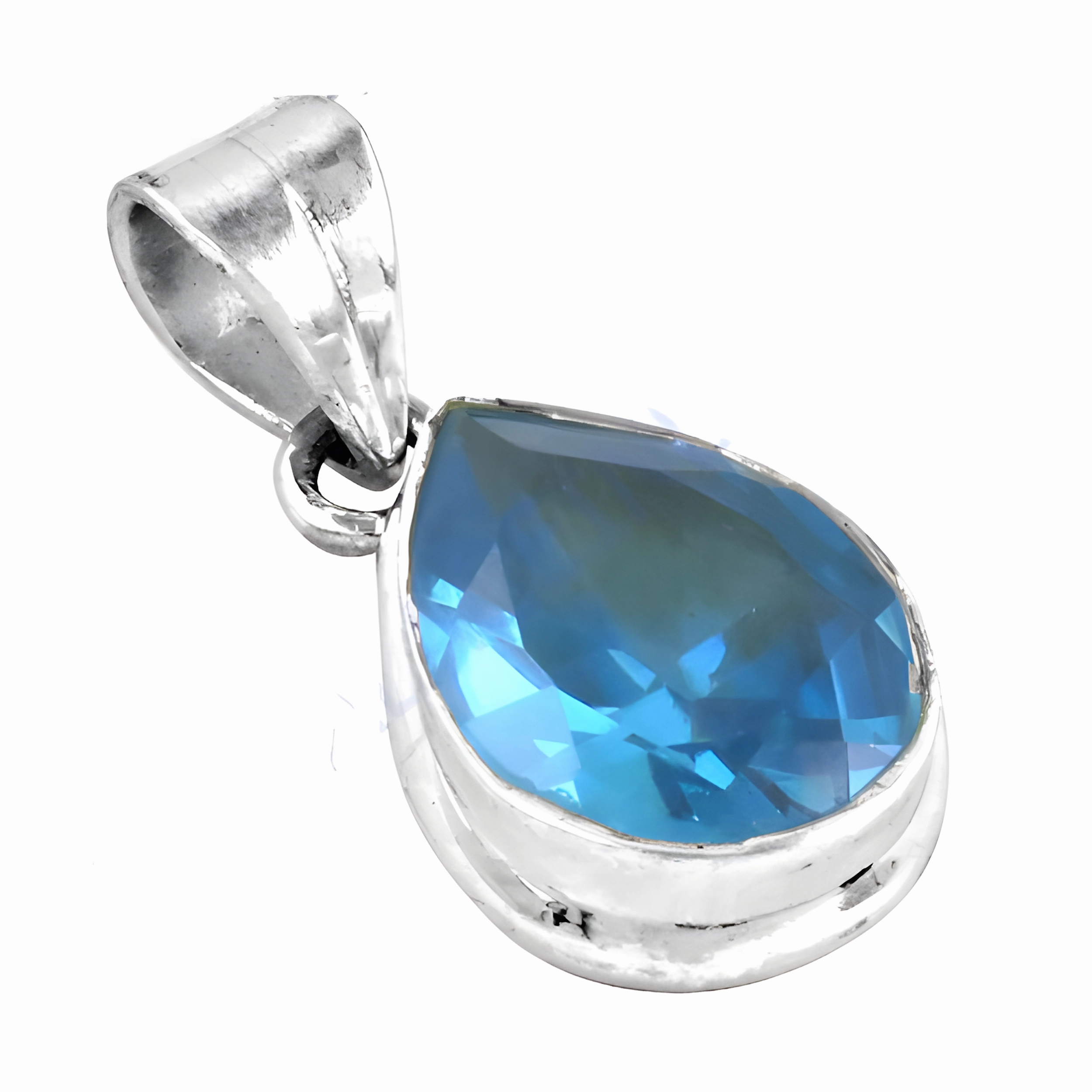 Stunning Sparkling Blue CZ Gemstone Silver Pendant - Elegant Jewelry Special Day Exclusive Accessory