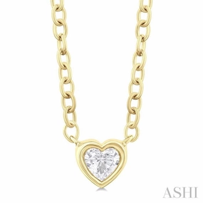 1/6 Ctw Petite Bezel Set Heart Shape Diamond Fashion Pendant With Chain in 10K Yellow Gold Weekend Style Boho Style