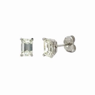 1.4cttw Emerald Diamond in Basket Earrings Safe Embellishment Glossy Accessory