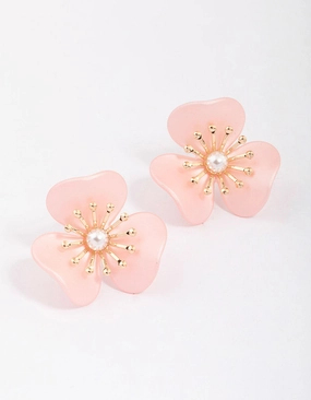 Bold Combo Daily Layer Green Coated Petal Drop Earrings