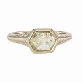 1.38ct Clear White Hexagon Rosecut Diamond   VS Accents - 18kpw   VS Diamonds Sophisticated Style