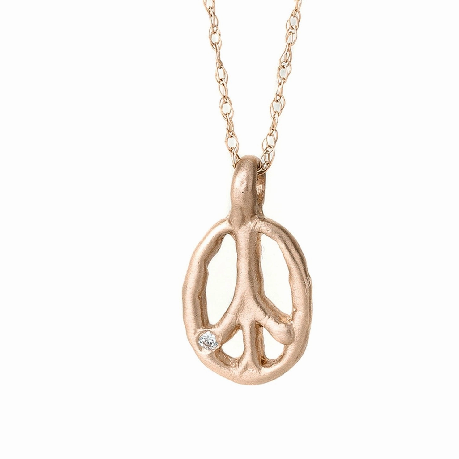 Nature Inspired Luxury Design Pieces Charmed Peace Sign Necklace - 14k Gold