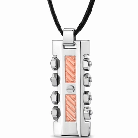 Fall Accent New collection Stainless Steel Rose Gold-Tone Rivet Dog Tag Bar Pendant