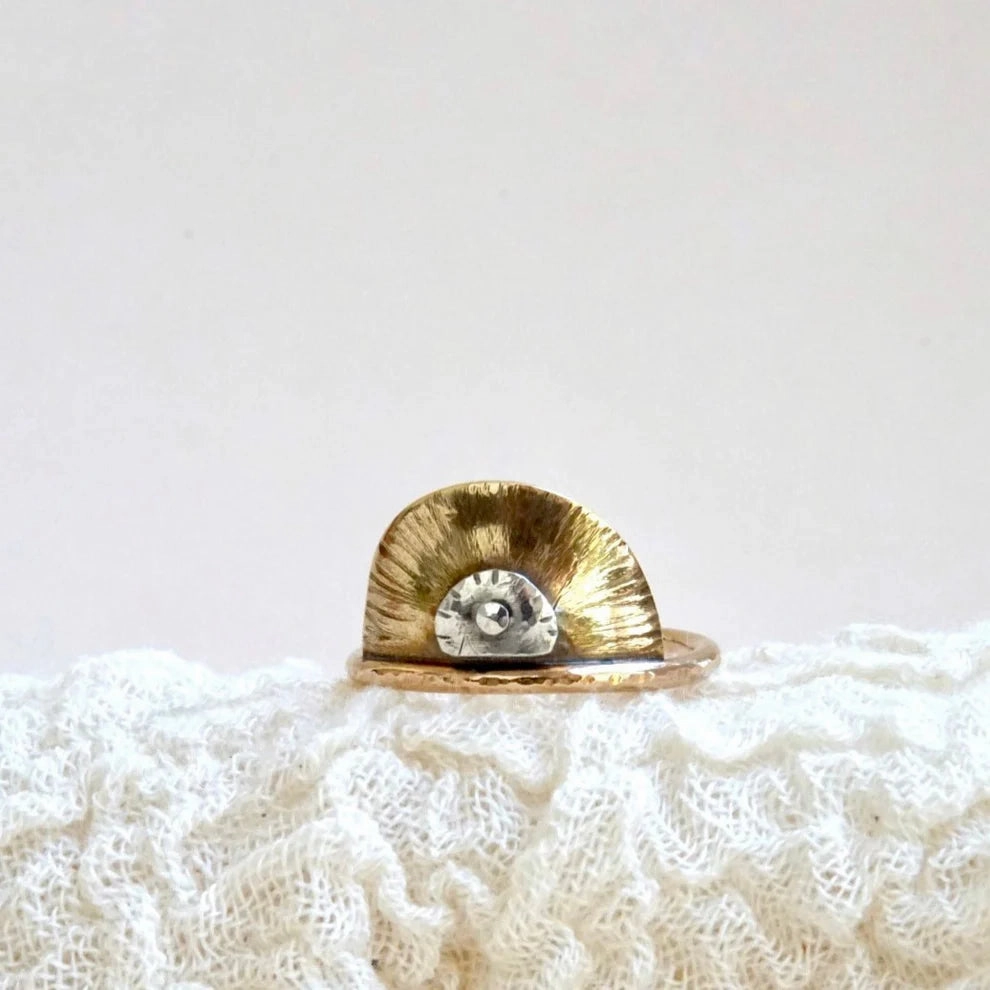 Crystal Clear Lustrous Craft Sun & Life Ring - Oxidized Brass, Sterling Silver   14k Gold-Fill