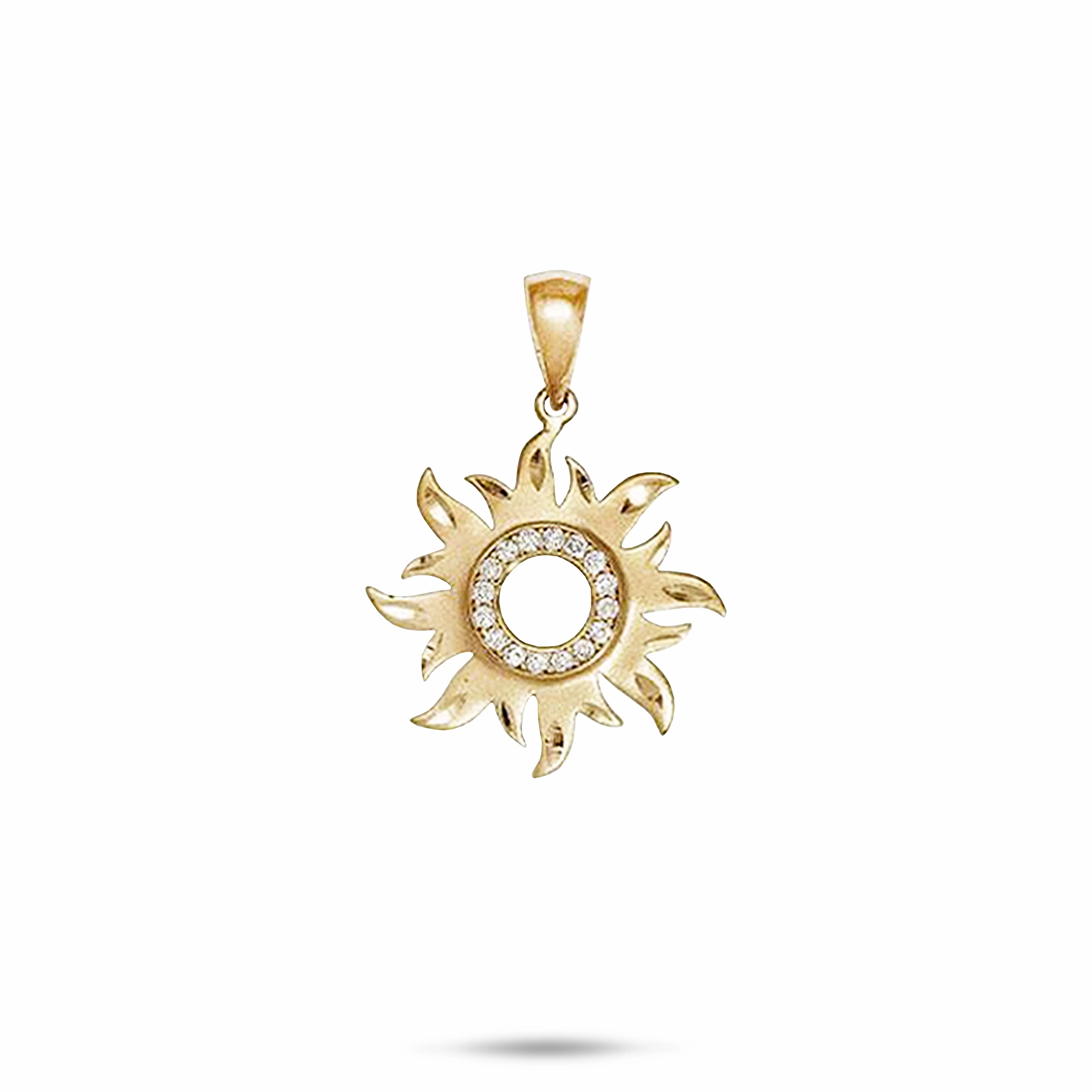 For Couple Sun Pendant in Gold with Diamonds - 17mm