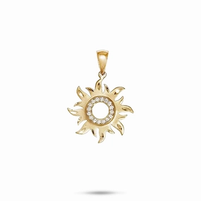 For Couple Sun Pendant in Gold with Diamonds - 17mm
