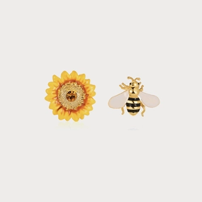 Birthday gift Daily Detail Sunflower & Bee Stud Earrings