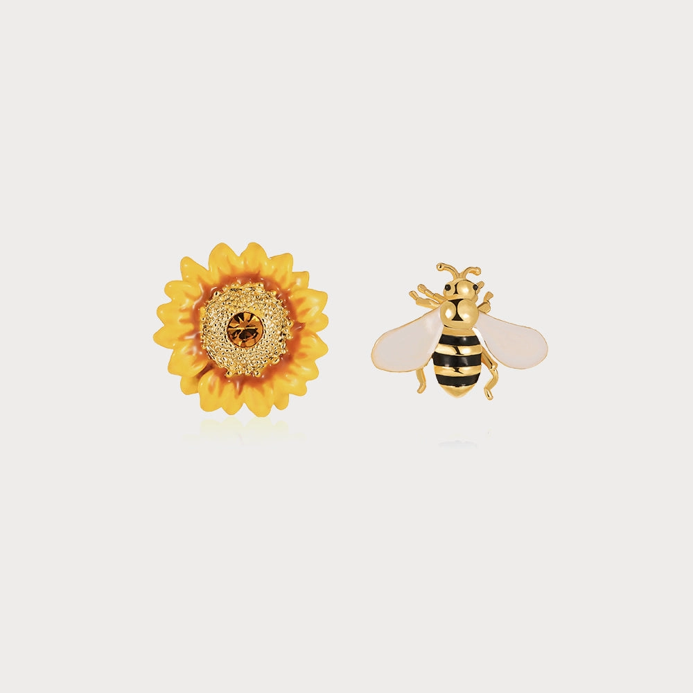 Birthday gift Daily Detail Sunflower & Bee Stud Earrings