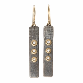 Sunnyside Diamond Earrings - 18k/14k Gold, Oxidized Silver,   VS White Diamonds Trendy Form