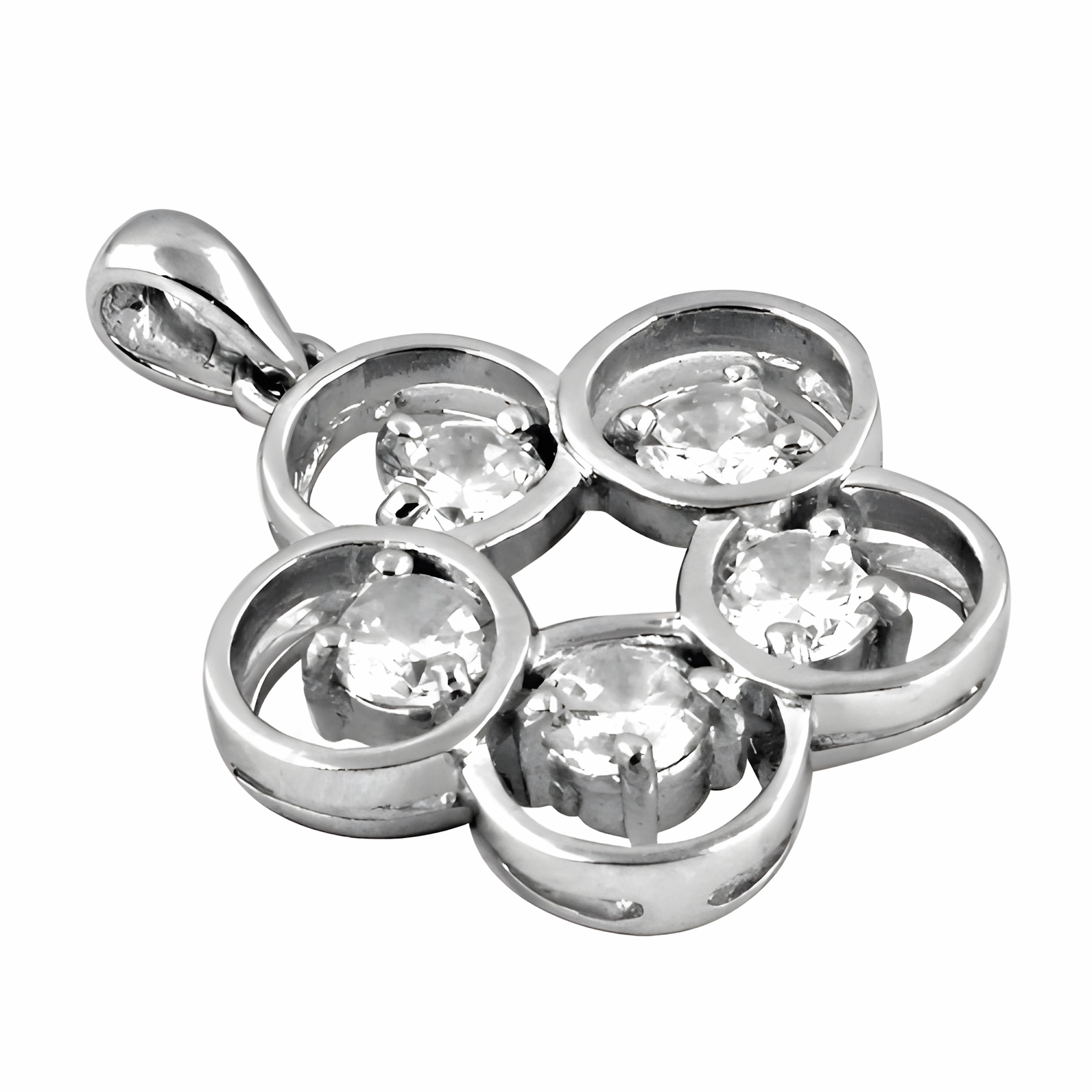 Elegant Cubic Zirconia Silver Flower Pendant - Classy Jewelry Pretty Jewelry Multiple Piece Item