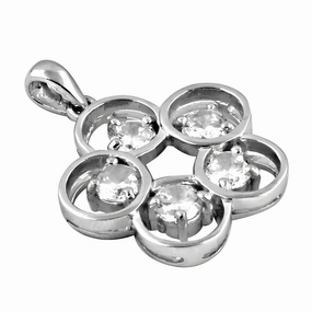 Elegant Cubic Zirconia Silver Flower Pendant - Classy Jewelry Pretty Jewelry Multiple Piece Item