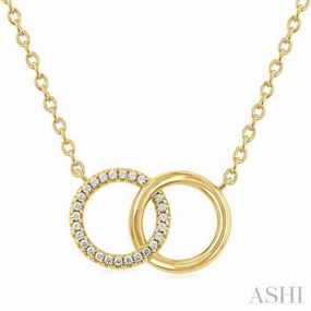 1/10 Ctw Interlocked Circle Single Cut Diamond Fashion Petite Pendant With Chain in 10K Yellow Gold Initial Adornment Handmade Accessory