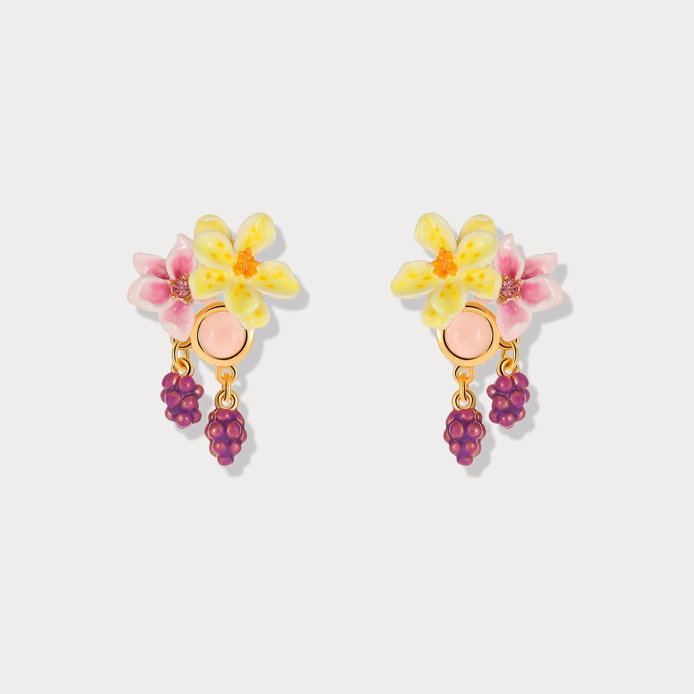 Sweet Grapes Flower Earrings Luxurious Finish