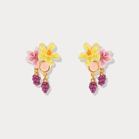 Sweet Grapes Flower Earrings Luxurious Finish