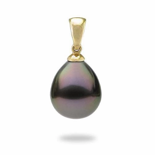 Black Tie Jewelry Tahitian Black Pearl Pendant in Gold - 12-13mm