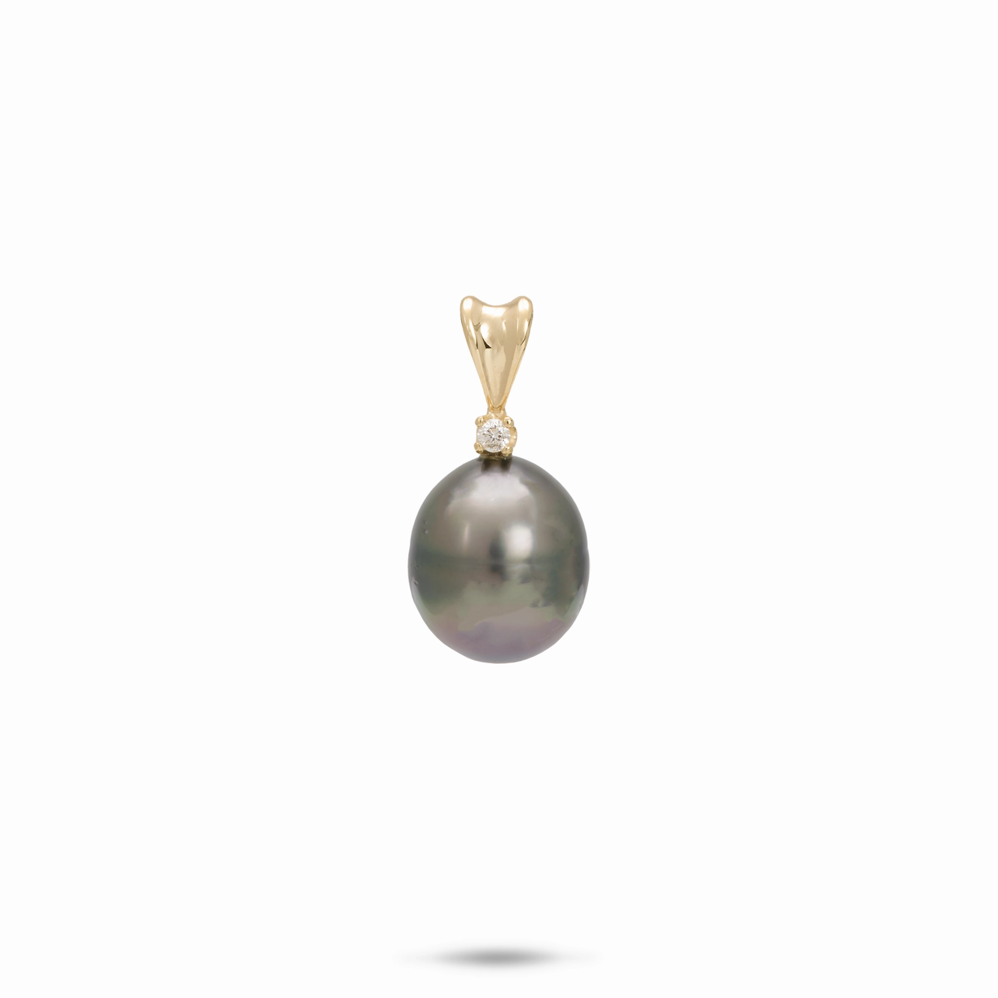 Tahitian Black Pearl Pendant in Gold with Diamond - 8-9mm Creative Detail