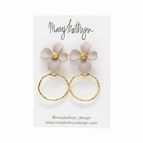 Taupe Lillian Flower Drop Earrings Dazzle Factor