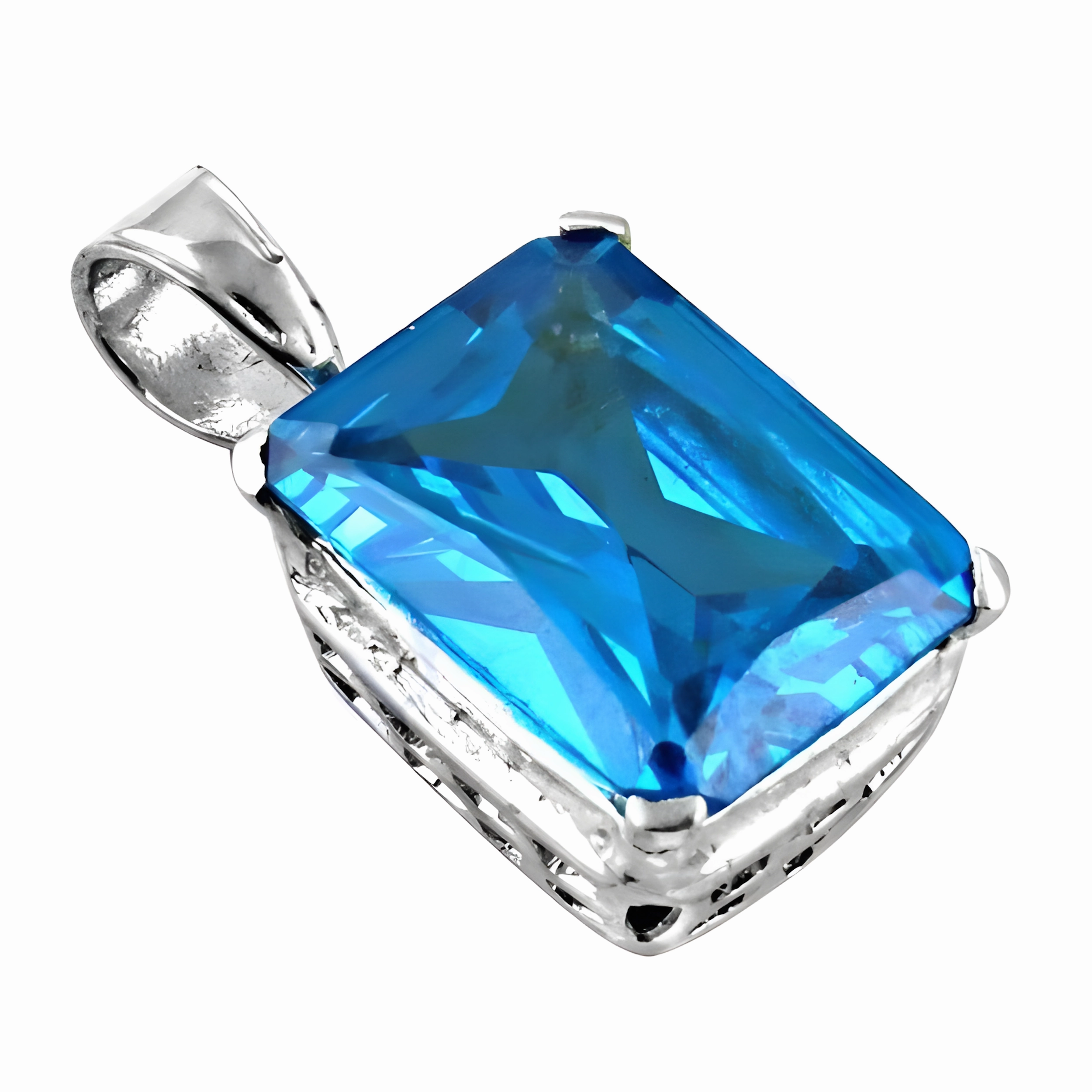 Comfortable Design Elegant Blue CZ Gemstone Silver Pendant - Classy Jewelry for Any Occasion